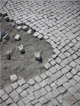 White stones on gravel base