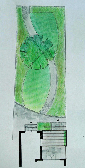 BCurvy plan for long garden in Ealing