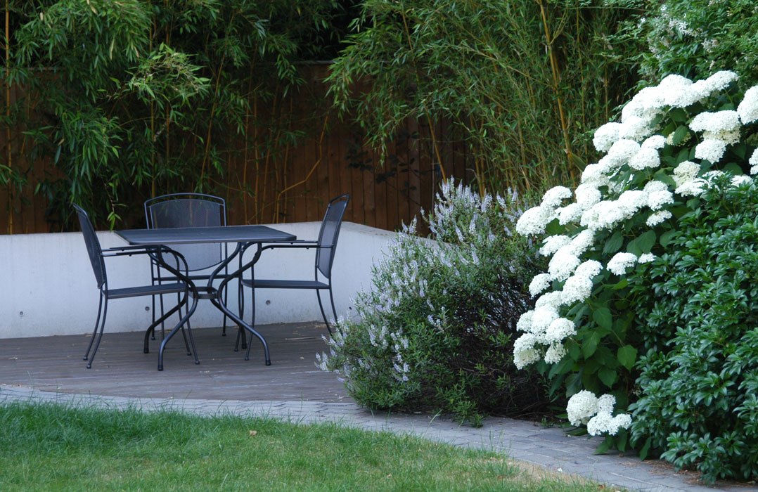 Planting around seating area