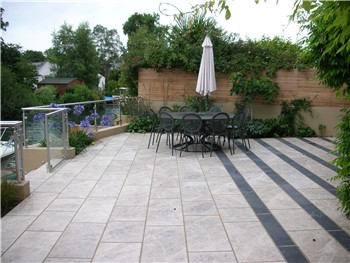View of garden bordering the river, Sunbury on Thames, Surrey