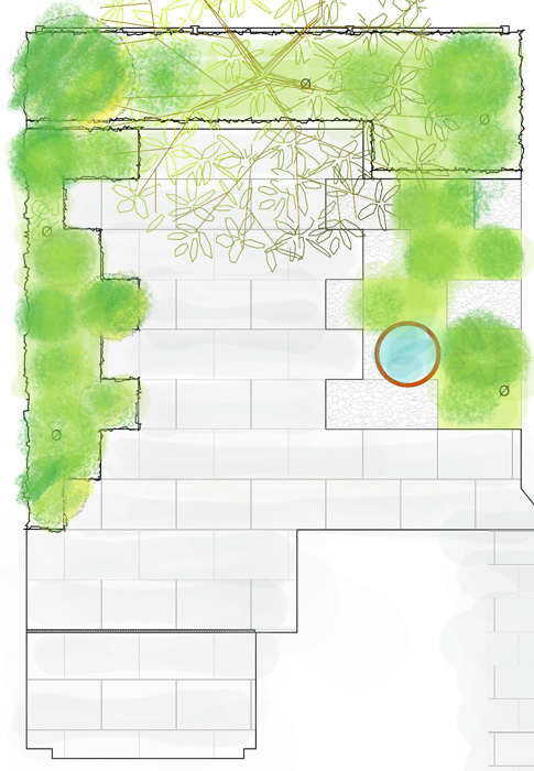 Plan for a small courtyard in Ealing